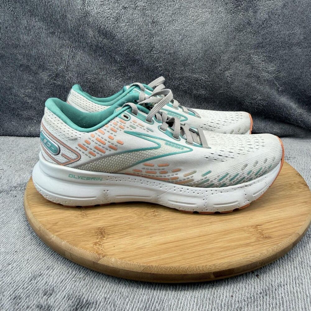Brooks Glycerin 20 Shoes Womens Size 9 White Mesh Running Sneakers 1203691B061